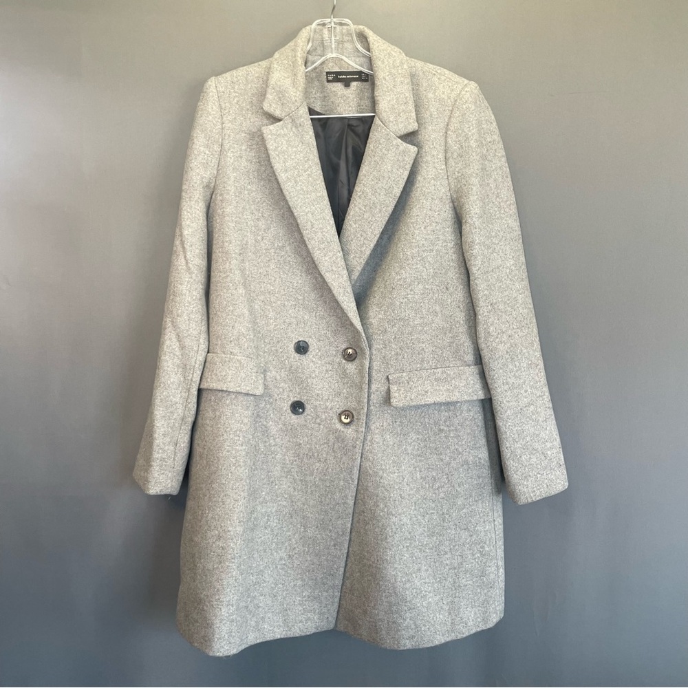 ZARA Trafaluc Outerwear sz L grey overcoat double breasted